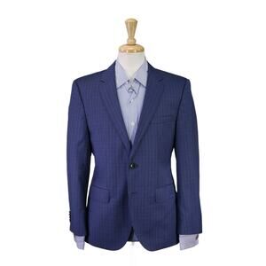 Hugo Boss The James Royal Blue Gingham Check Wool 2-Btn Sportcoat Blazer 36S